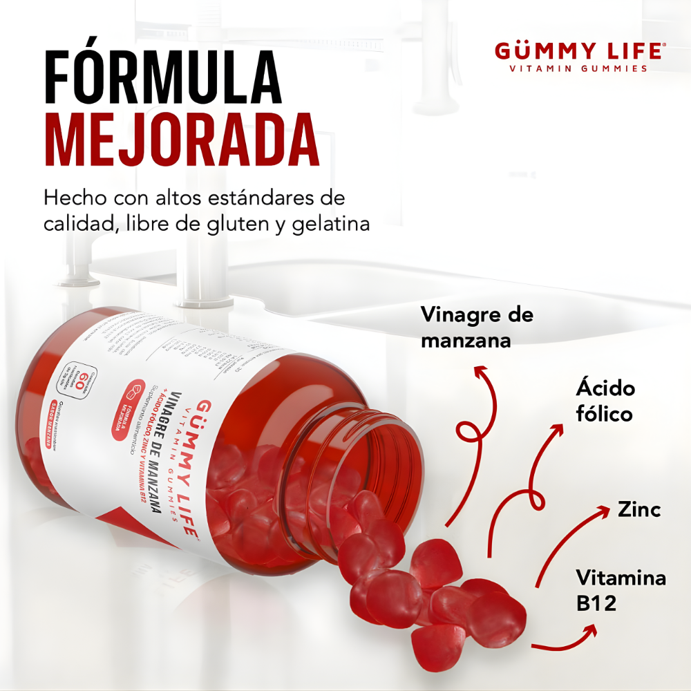 Vinagre de Manzana + Ácido Fólico, Zinc y B12 - Gummy Life