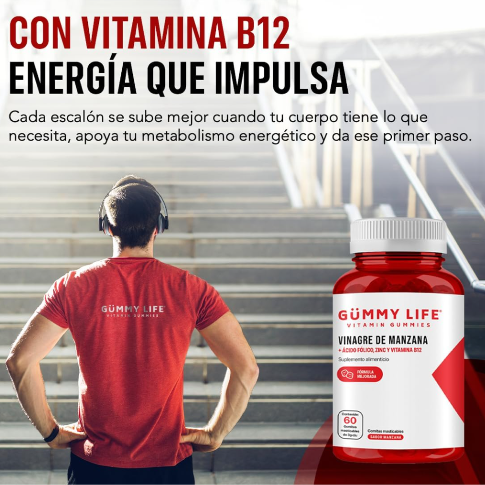 Vinagre de Manzana + Ácido Fólico, Zinc y B12 - Gummy Life
